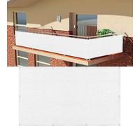 Bâche de Balcon Brise-Vue 125 x 230 cm Protection UV Opaque Résistant Aux Contre Vent avec Trous et Serre Câbles Toile de Balcon Filet d'ombrage pour Jardin, Blanc