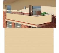 Bâche de Balcon Brise-Vue 90 x 170 cm Protection UV Opaque Résistant Aux Contre Vent avec Trous et Serre Câbles Toile de Balcon Filet d'ombrage pour Jardin, Jaune Sable