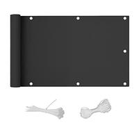 Bâche de Balcon imperméable et résistante aux UV 0,8 x 4 m avec œillets et Corde. Idéale pour Les Jardins, terrasses et terrains de Sport. Brise-Vue Noir pour Une intimité optimale