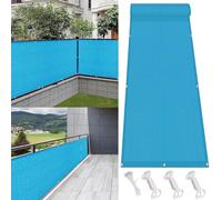 Bâche de balcon résistante aux déchirures - 40 x 150 cm - Avec œillets - Résistante aux UV - Pour extérieur, terrasse et jardin - Bleu