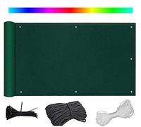Bâche de balcon résistante aux intempéries, 135 x 500 cm, protection UV avec attaches de câble, idéale pour terrasse et jardin, couleur verte pour un confort extérieur amélioré