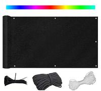 Bâche de balcon résistante aux intempéries, au vent, aux UV, en maille, idéale pour balcon, terrasse, jardin avec attaches de câble et cordon pour une installation facile Noir 150 x 1000 cm