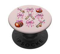 Bache de Cricket Balle Fille Coquette Noeud Rose Maman PopSockets PopGrip Adhésif
