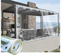 Bâche de Pergola Transparente Imperméable et Anti déchirure Protection Renforcée pour Jardin Terrasse Extérieur 600 g/㎡ Toile de Protection avec Oeillets,02thick 0.35mm,H:1.4mxL:2.4m