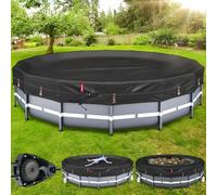 Bâche de piscine ovale, 2,6 x 4,3 m, coupe-vent et résistante aux déchirures, cliquet breveté à serrage rapide, anneaux de charge, conception durable pour piscines hors sol