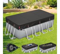 Bâche de piscine ovale, 2,6 x 4,3 m, coupe-vent et résistante aux déchirures, cliquet breveté à serrage rapide, anneaux de charge, conception durable pour piscines hors sol