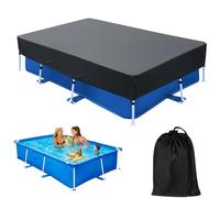 Bâche de Piscine rectangulaire de 221 x 150 cm, avec Cordon de Serrage de 2,1 m, Cadre de Piscine rectangulaire de 17,8 x 10,2 cm, Couverture de Piscine Oxford pour Piscine Hors Sol rectangulaire