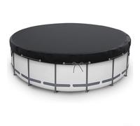 Bâche de piscine ronde 460-500 cm résistante à l'hiver pour Intex avec tendeur de corde et clous de sol Noir (427 cm)