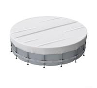 Bâche de piscine ronde durable avec avantages solaires, facile à utiliser, cordon de serrage, protège les piscines contre les débris et maintient une température de l'eau confortable (3,7 m)