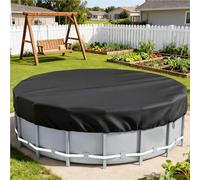 Bâche de Piscine Ronde Noir Imperméable pour Piscine Hors Sol Ronde, Couverture de Jacuzzi, Couverture de Piscine, Bâche 4 Saisons avec Haubans et Piquets de Sol(426CM/14FT/168In)