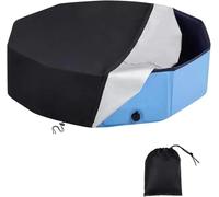 Bâche de Piscine Ronde Pliable avec Cordon de Serrage, Protection Anti-Poussière et Anti-UV pour Piscine Hors Sol, Idéale pour Chiens et Enfants(Noir,Noir, 190 * 30cm)