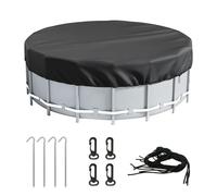 Bâche de piscine ronde pour piscines de 260 à 305 cm - Bâche de piscine ronde 305 en tissu Oxford 210D de qualité supérieure - Protection UV - Montage facile - Été et hiver - Accessoire de piscine (B)