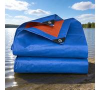 Bâche de Protection 10 x 10 m Imperméable et Indéchirable, Anti UV Bâche Armée avec Oeillets, Épaisse et Durable pour Bois de Chauffage, Meubles de Jardin, Bleu