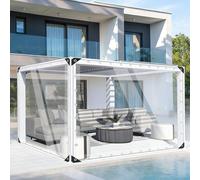 Bâche de Protection 2.7 x 3.7 m avec Œillets - Imperméable - Transparent Résistant Aux UV Imperméable Bâche Waterproof, Toiture pour Jardin, Piscine, Bois, Transparent