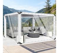 Bâche de Protection 3.7 x 3.8 m PVC Imperméable Résistante Aux Déchirures UV Intempéries, Bâches Multiusage Bâche Waterproof, Toiture pour Jardin, Piscine, Bois, Transparent