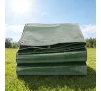 Bâche de Protection 4 x 4 m Imperméable et Résistante, Anti UV Bâche Extérieure avec Oeillets, Épaisse et Durable pour Bois de Chauffage, Meubles de Jardin, Vert