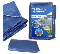 Bâche de Protection 4x6m PVC 50 g/m² Imperméable Extérieur en Tissu Industrielle Multifonction pour Meubles Camping Voiture étanche Multi-Usage Universelle