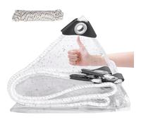 Bâche de Protection 900 x 950 cm Grammage de 400 G/M², PVC Épaissie, Bâche Imperméable Transparente avec Corde et Attaches Câbles pour Serre, Pergola, Poulailler, A