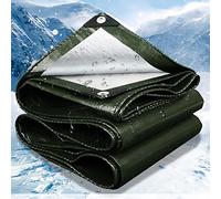 Bâche de Protection en polyéthylène 180g/m²,Bâche Imperméable Résistante À la Déchirure D'épaisseur, avec Œillet, pour Le Camping Extérieur en Terrasse, Vert Armée/Argent,2x5m/6.56x16.4ft