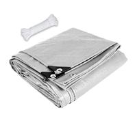 Bâche de Protection en Polyéthylène 640 x 760 cm Anti UV Bâche de Protection Étanche Résistante Au Gel et Aux UV pour Jardin, Voitures, Piscines, Bateaux, Argent