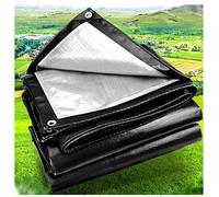 Bâche de Protection en polyéthylène,Bache de Protection Toiture Etanche, 220g/m² Bâche Imperméable Noir Argent avec œillets pour Mobilier de Jardin, Piscine,3x5m/9.84x16.4ft