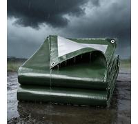 Bâche de Protection Extérieur 4.8 x 4.8 m Imperméable et Résistante, Anti UV Bâche Multi-Usage avec Oeillets, Épaisse et Durable pour Bois de Chauffage, Meubles de Jardin, Vert