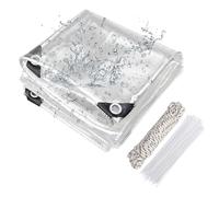 Bâche de Protection Exterieur, 420 g/m² 2 x 4 m Imperméable Bâche Transparente avec Œillets, Bâches Résistante aux Intempéries avec Corde et Serrecâbles, pour Meubles de Jardin, Ferme, Voiture, Bassin