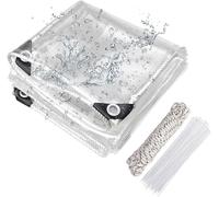 Bâche de Protection Exterieur, 420 g/m² 3 x 4 m Imperméable Bâche Transparente avec Œillets, Bâches Résistante aux Intempéries avec Corde et Serrecâbles, pour Meubles de Jardin, Ferme, Voiture, Bassin