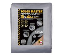 Bâche de Protection imperméable 3 m x 4 m, résistante aux UV, 10 pi x 13 pi, 210 g/m², avec œillets renforcés, pour mobilier d'extérieur, Caravane, Usage Polyvalent, Gris/Noir, TOUGH MASTER