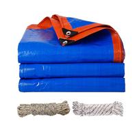 Bâche de protection imperméable - 3 x 2 m - En tissu avec œillets - Pour extérieur, jardin, bois, camping, survie - Bâche de chantier - Bâche de tente (bleu + orange)