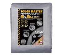 Bâche de Protection imperméable 6 m x 8 m, résistante aux UV, 19,5 pi x 26 pi, 210 g/m², avec œillets renforcés, pour mobilier d'extérieur, Caravane, Usage Polyvalent, Gris/Noir, TOUGH MASTER