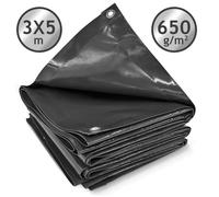 Bâche de Protection Jago® - 3x5m - Imperméable - Polyester Revêtu de PVC 650 g/m² - Anthracite