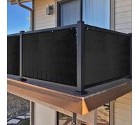 Bâche de protection pour balcon, noire, 1 x 5 m, résistante aux UV et respirante, pour balustrade, options de hauteur de 0,6 à 1 m, installation facile avec attaches éclair pour l'extérieur, noir