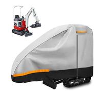 Bâche de Protection pour Pelleteuse 10-15 HP 420D imperméable Housse pour Mini Pelleteuse, avec Porte zippée et Bandes réfléchissantes, L110×W26×H66 in, Gris et Noir
