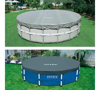 Bâche de protection pour piscine ronde Intex 28031 - Diamètre 3,66m - Rabat 25cm - PVC - Bleu