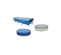 Bâche de protection pour piscine ronde Intex 28031 - Diamètre 3,66m - Rabat 25cm - PVC - Bleu