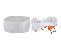 Bâche de protection pour salon de jardin 6+1 Housse protectrice 242x162x100cm Oxford 420D anti-déchirures Gris argent