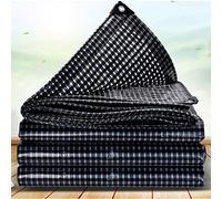 Bâche de protection robuste imperméable, 9 x 15 m, anti-poussière et imperméable avec œillets pour voiture, jardin, meubles, camping - Grille noire et blanche