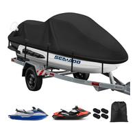Bâche de protection Seadoo 900D pour jet ski, avec revêtement nano argenté imperméable, 2 ouvertures d'aération, 4 menottes renforcées contre la poussière, protection en plein air (noir)