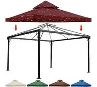 Bâche de rechange durable 3 m x 3 m en tissu Oxford rouge 310 g/m² double étage ventilé pour extérieur, jardin et terrasse, tente de fête