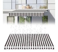 Bâche de Rechange imperméable et rétractable pour auvent de terrasse - Toile en Polyester 258 g/m² pour terrasses, Restaurants et commerces - Rayures Marron et Blanc - Solution d'o