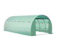 Outsunny Bâche de Rechange Serre Tunnel 18 m², bâche 6 x 3 x 2 m PE Anti-UV imperméable 12 fenêtres + Porte Enroulable zippée Vert