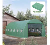 Bâche de Rechange Serre Tunnel 18 m², bâche dim. 6L x 3l x 2H m PE Anti-UV imperméable 12 fenêtres + Porte Enroulable zippée Vert