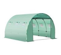 Outsunny Bâche de Rechange Serre Tunnel 9 m², bâche 3 x 3 x 2 m PE Anti-UV imperméable 6 fenêtres + Porte Enroulable zippée Vert foncé