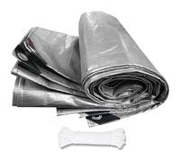 Bâche de Remorque 720 x 790 cm Résistante à La Déchirure Housse de Protection Étanche Protection Totale Extra Forte pour Camping et Jardin, Argent