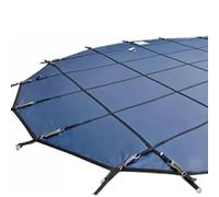 Bâche de sécurité pour piscine creusée bleue et verte de 4,9 m - Bâche d'hiver en maille solide pour piscine ronde, outils d'installation inclus - Sécurisez votre piscine cette saison