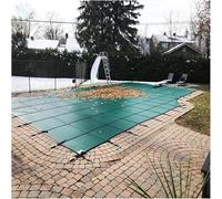 Bâche de sécurité pour piscine creusée en maille verte - Rectangulaire et carrée - Tailles 3 à 10 m - Couverture d'hiver durable avec matériel - Protégez votre piscine cette saison
