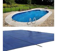 Bâche de sécurité rectangulaire pour piscine - Bâche d'hiver en maille robuste, protection contre les intempéries pour piscines de 6,1 x 10,1 m, solution de sécurité durable pour piscine verte.