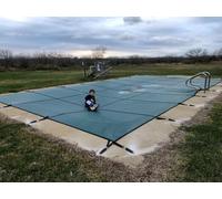 Bâche de sécurité rectangulaire pour piscine creusée en maille solide pour terrasse en bois et protection du sol en béton