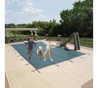 Bâche de sécurité robuste en maille verte pour piscines creusées, protection hivernale, tailles personnalisées 0,9 à 10,1 m, convient aux terrasses en bois et aux sols en béton (7,5 x 10 m)